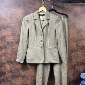 Kasper Vintage women's 10 Suit Micro Tweed  Button Jacket and Pants Set